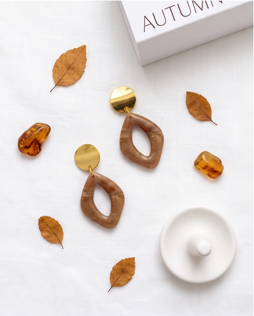 Mocha Rounded Oval Drop Earrings