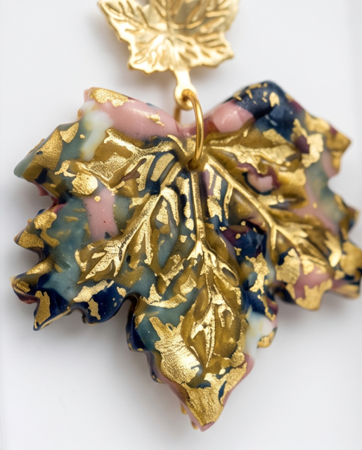 Autumn Gold Leaf Cluster Drop Earrings