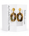 Gold-Tone Enamel Oval Drop Earrings
