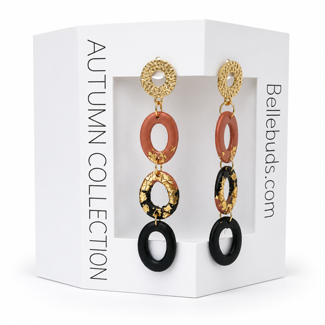 Blush & Black Layered Drop Earrings