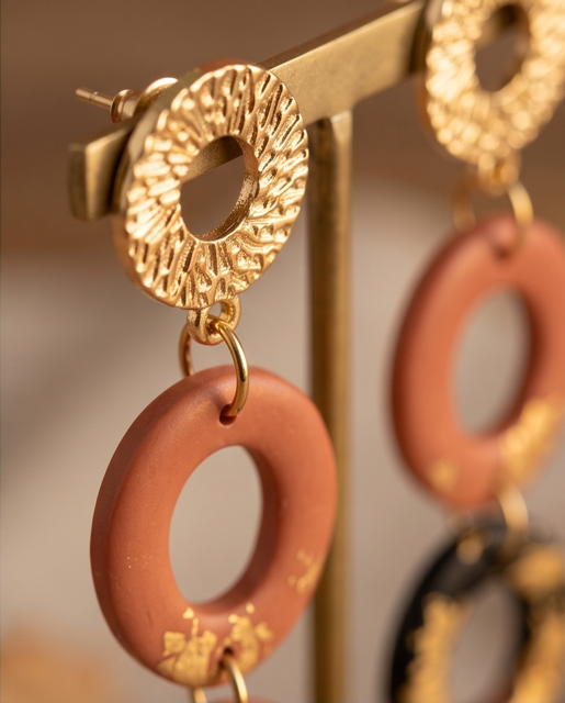 Blush & Black Layered Drop Earrings