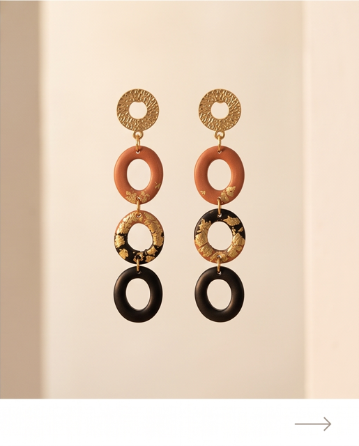 Blush & Black Layered Drop Earrings