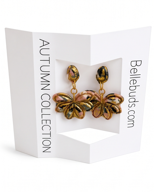 Rose Gold Floral Statement Drop Earrings