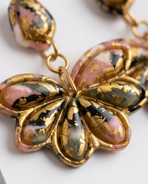 Rose Gold Floral Statement Drop Earrings