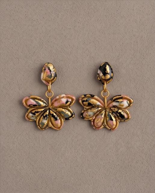 Rose Gold Floral Statement Drop Earrings