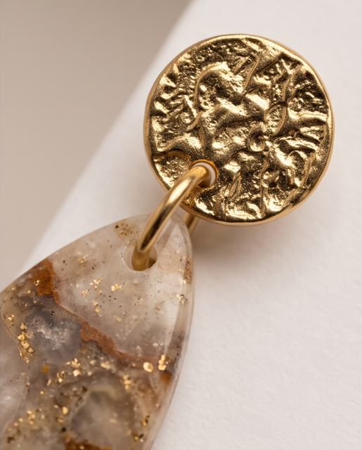 Champagne Gold Marbled Drop Earrings