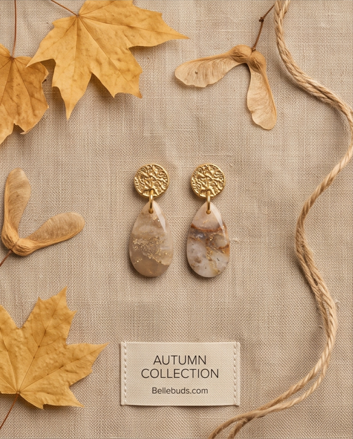 Champagne Gold Marbled Drop Earrings