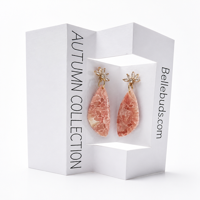 Blush Pink Marbled Teardrop Earrings