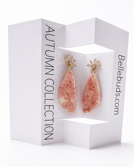 Blush Pink Marbled Teardrop Earrings