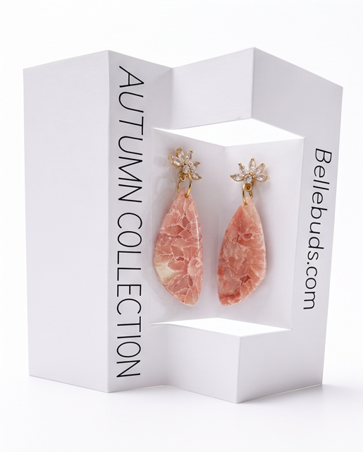 Blush Pink Marbled Teardrop Earrings