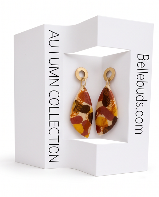 Autumn Botanical Leaf Drop Earrings