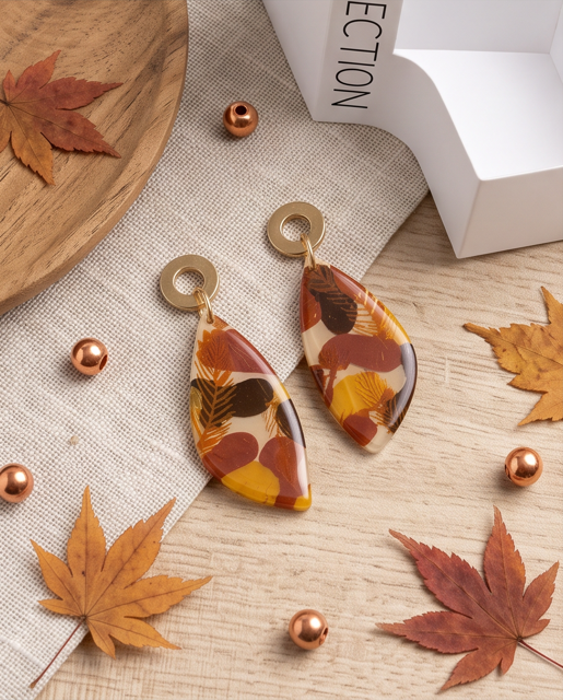 Autumn Botanical Leaf Drop Earrings