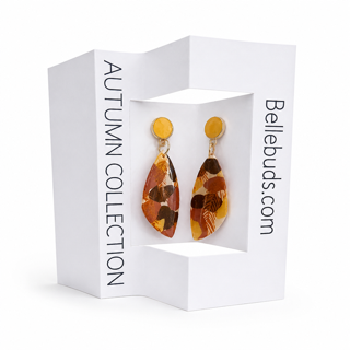 Amber Marbled Leaf Drop Earrings