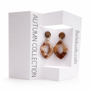 Mocha Marbled Teardrop Earrings