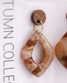 Mocha Marbled Teardrop Earrings