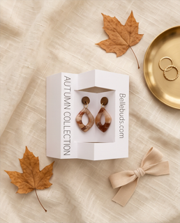 Mocha Marbled Teardrop Earrings
