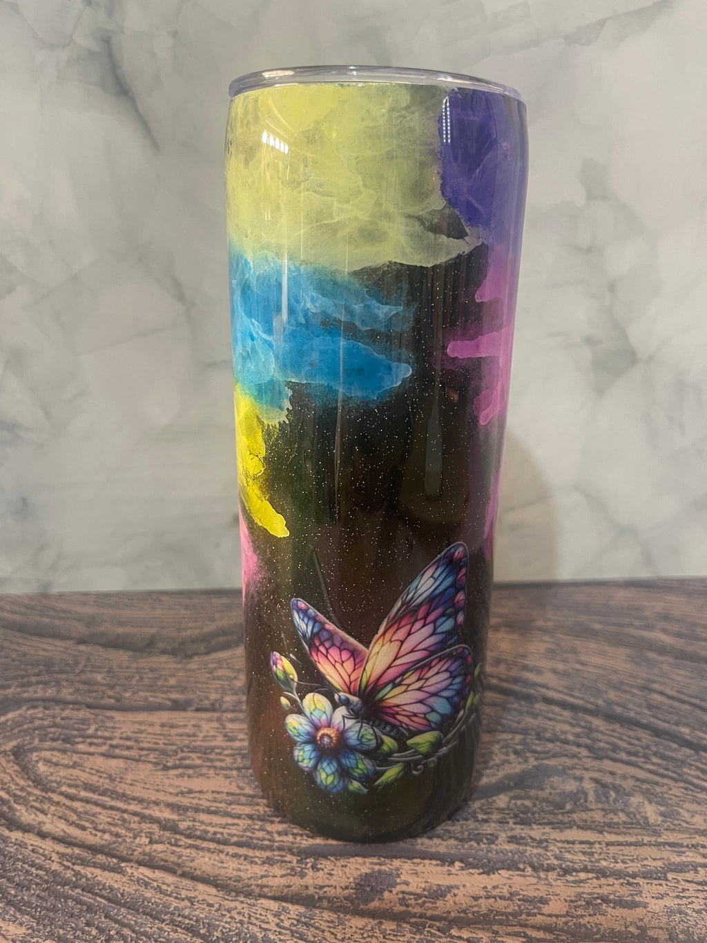 Dream Without Fear Tumbler - 20oz Rainbow Smoke Design