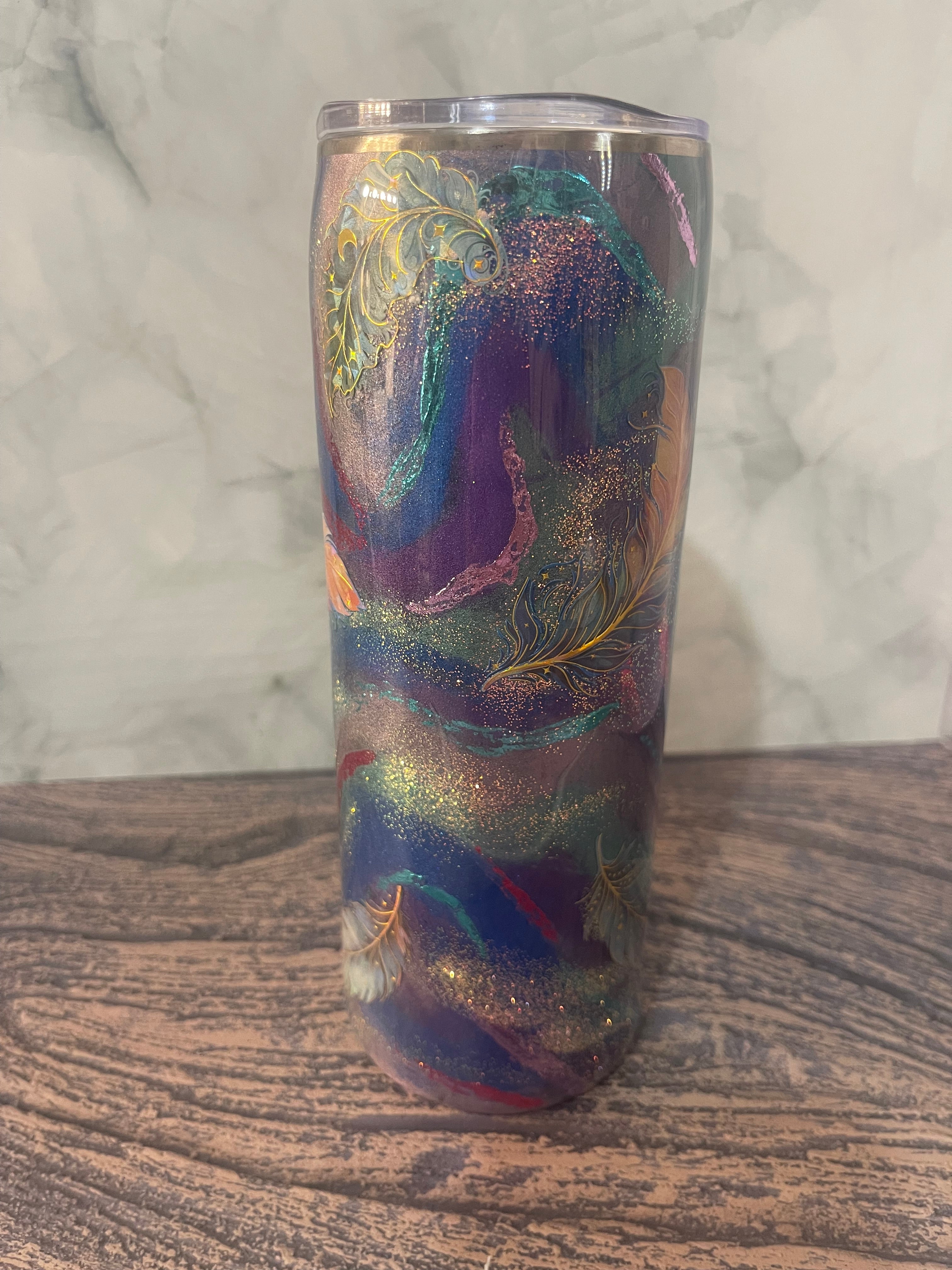 Feather Epoxy Resin Tumbler