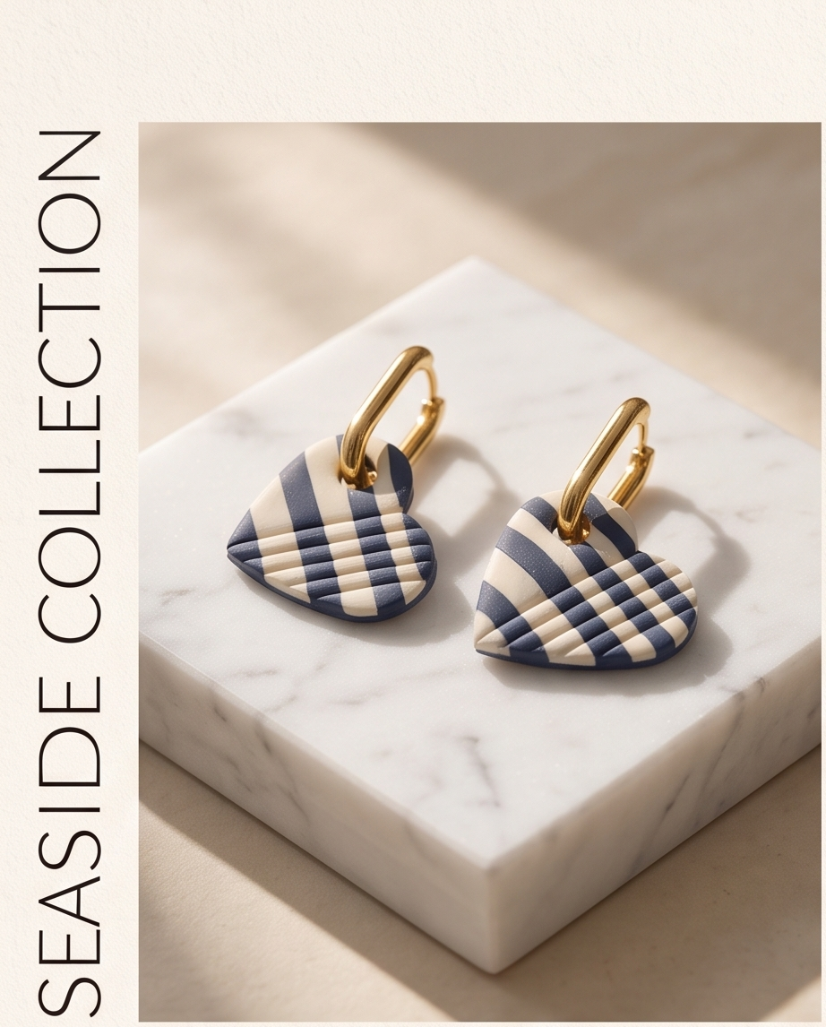 Striped Heart Drop Earrings