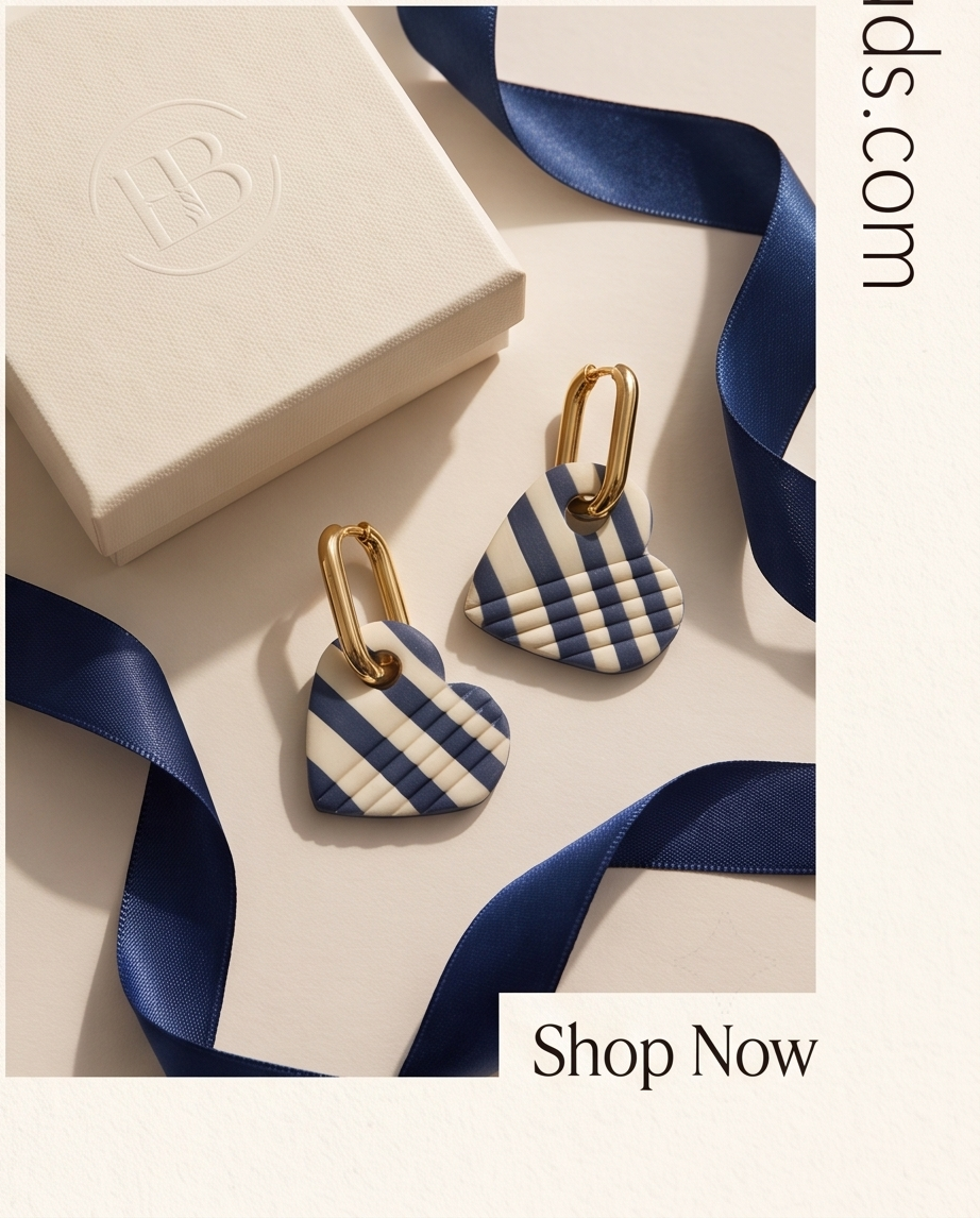 Striped Heart Drop Earrings