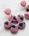 Pink Patterned Flower drop Earrings