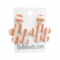 Blush Stripe Flower Drop Earrings