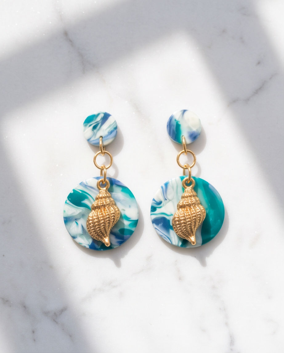 Ocean Breeze Shell Drop Earrings