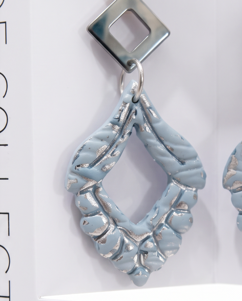 Silver Coloured Diamond Shaped Stud & Ocean Drop Earrings - Seaside Collection