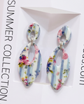 Garden Stripe Floral Drop Earrings - Summer Collection