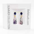 Sapphire Crystal & Floral Trapeze Drop Earrings - Summer Collection