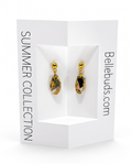 Gold Tone Ball Stud & Tortoiseshell Oval Drop Earrings