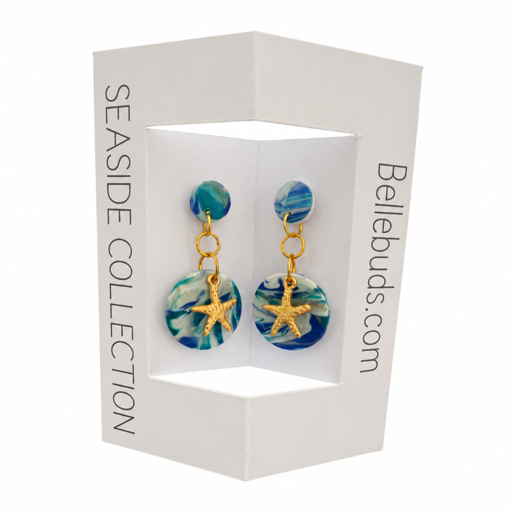 Ocean Wave Starfish Drop Earrings