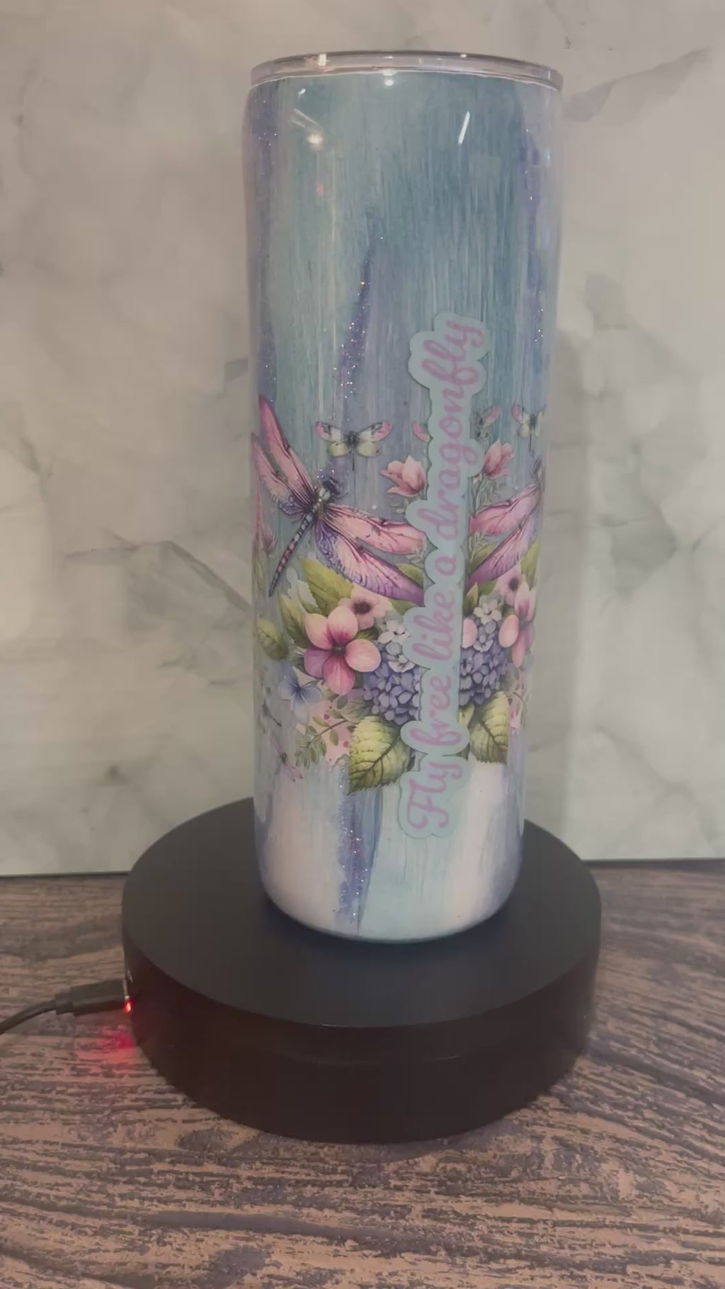 Dragonfly Tumbler - 20oz Pastel Garden Design