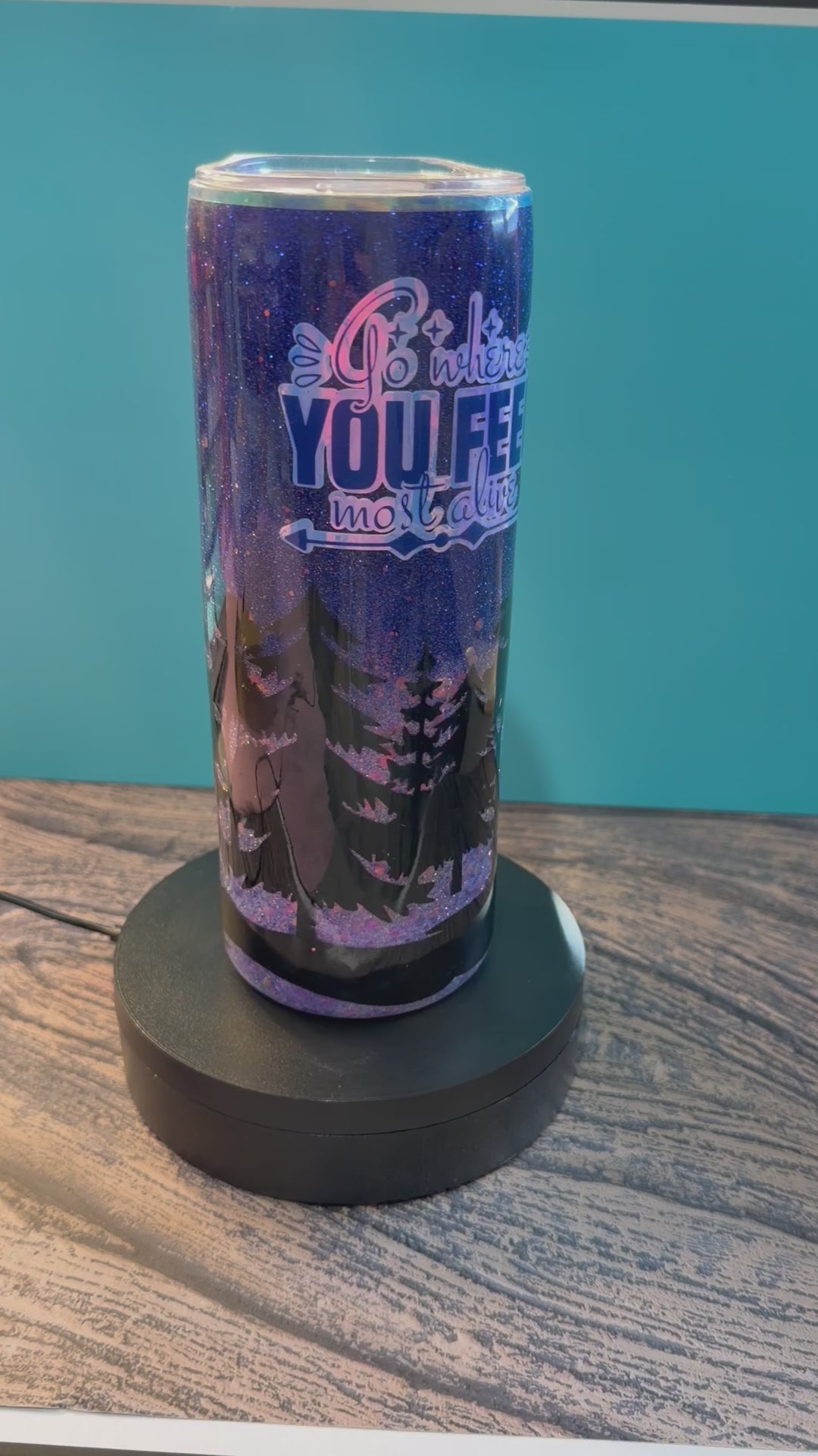Starry Night Forest Tumbler - 20oz Insulated 'Go Where You Feel Most Alive'