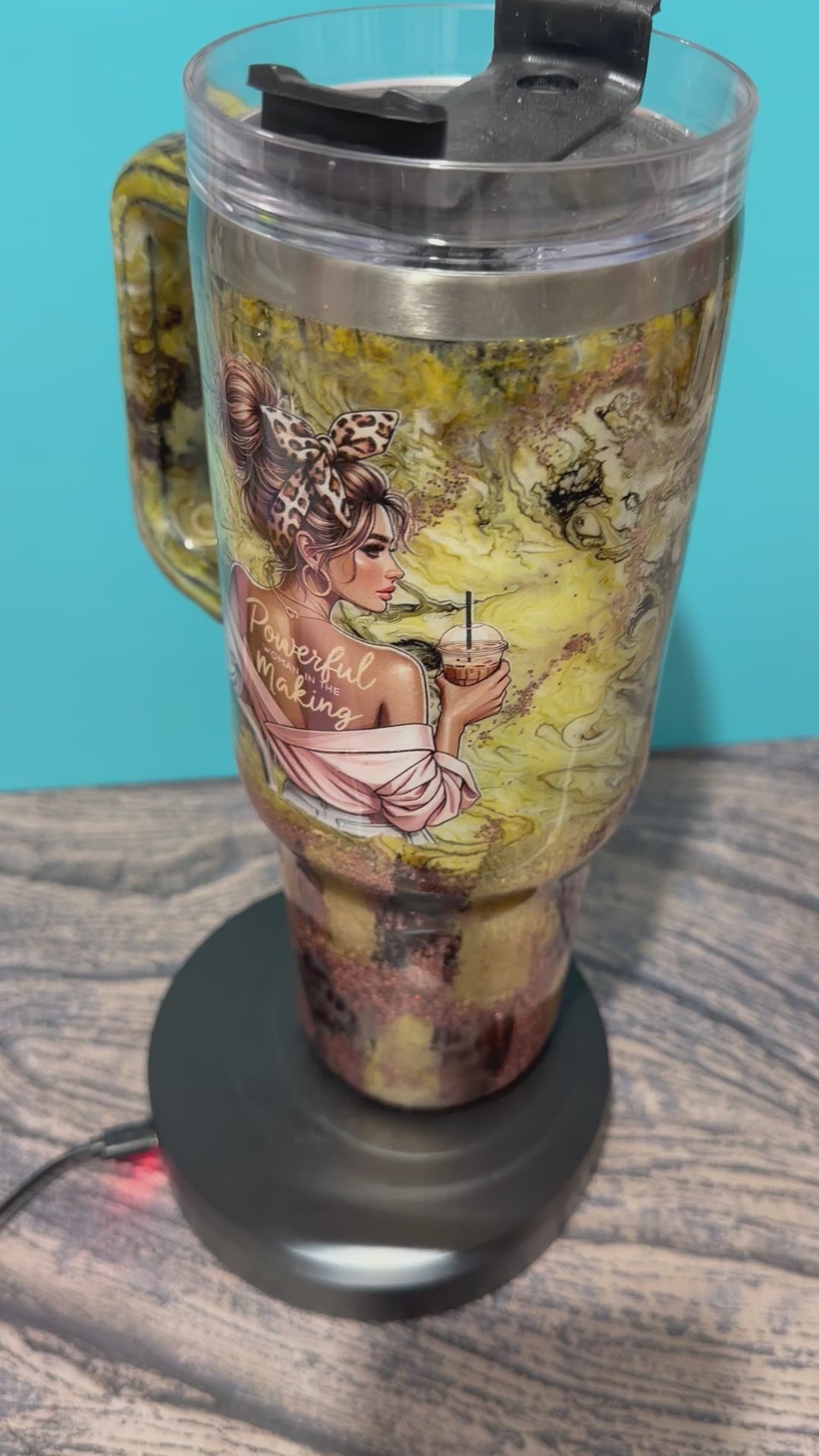 Powerful Woman Tumbler - 40oz Leopard Print Gold