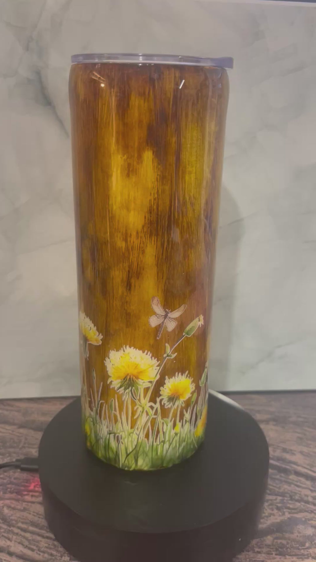 Dandelion Dreams Tumbler - 20oz with Dragonfly