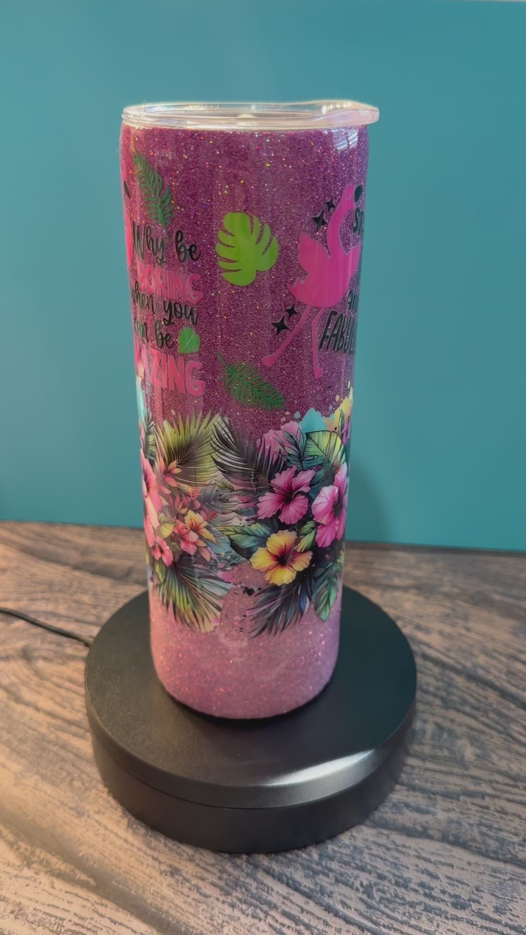 Flamingo Tropical Tumbler - 20oz Glitter Insulated 'Be Flamazing'