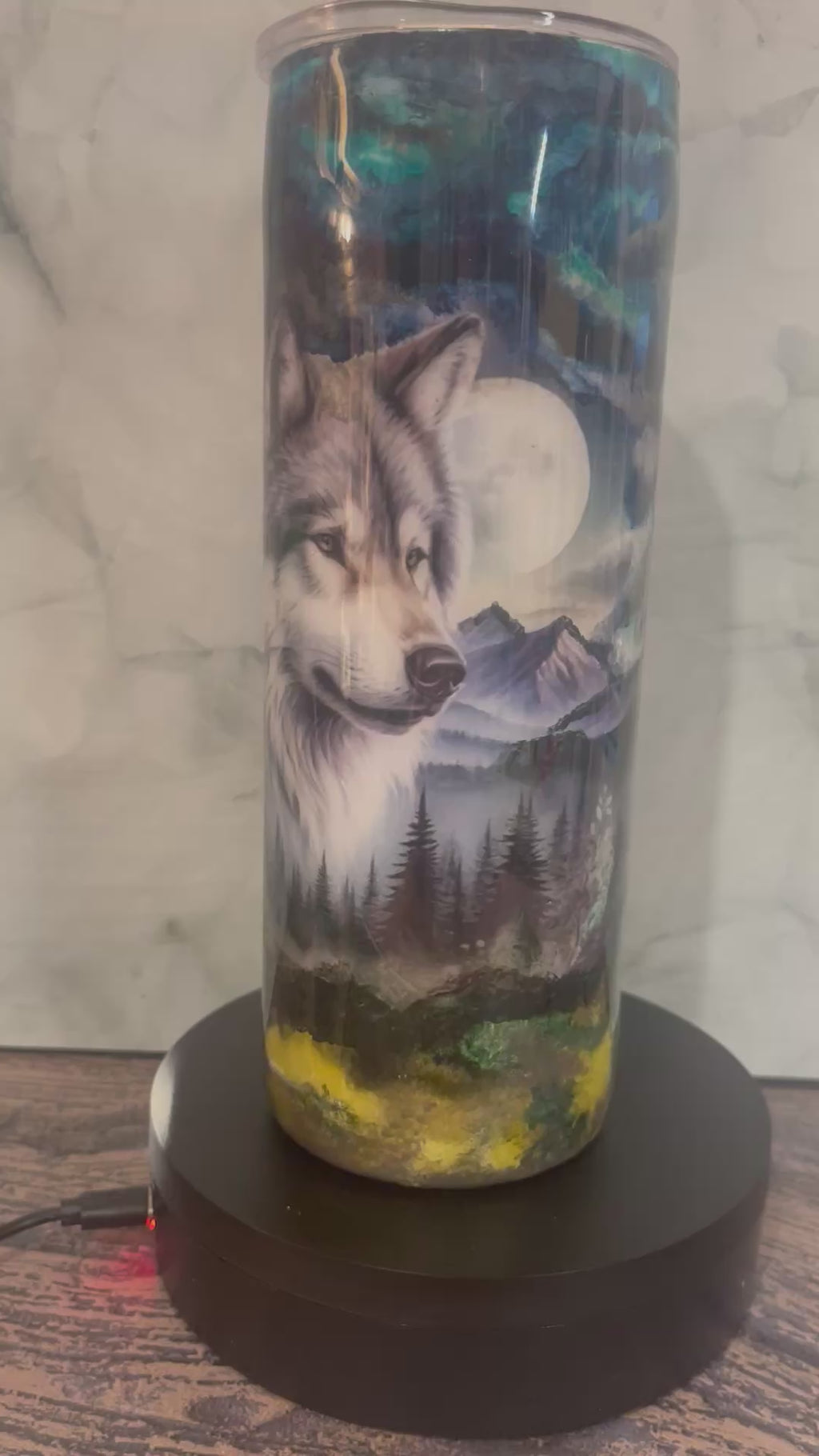 Mystic Wolf Tumbler - 20oz Moonlit Wilderness Design