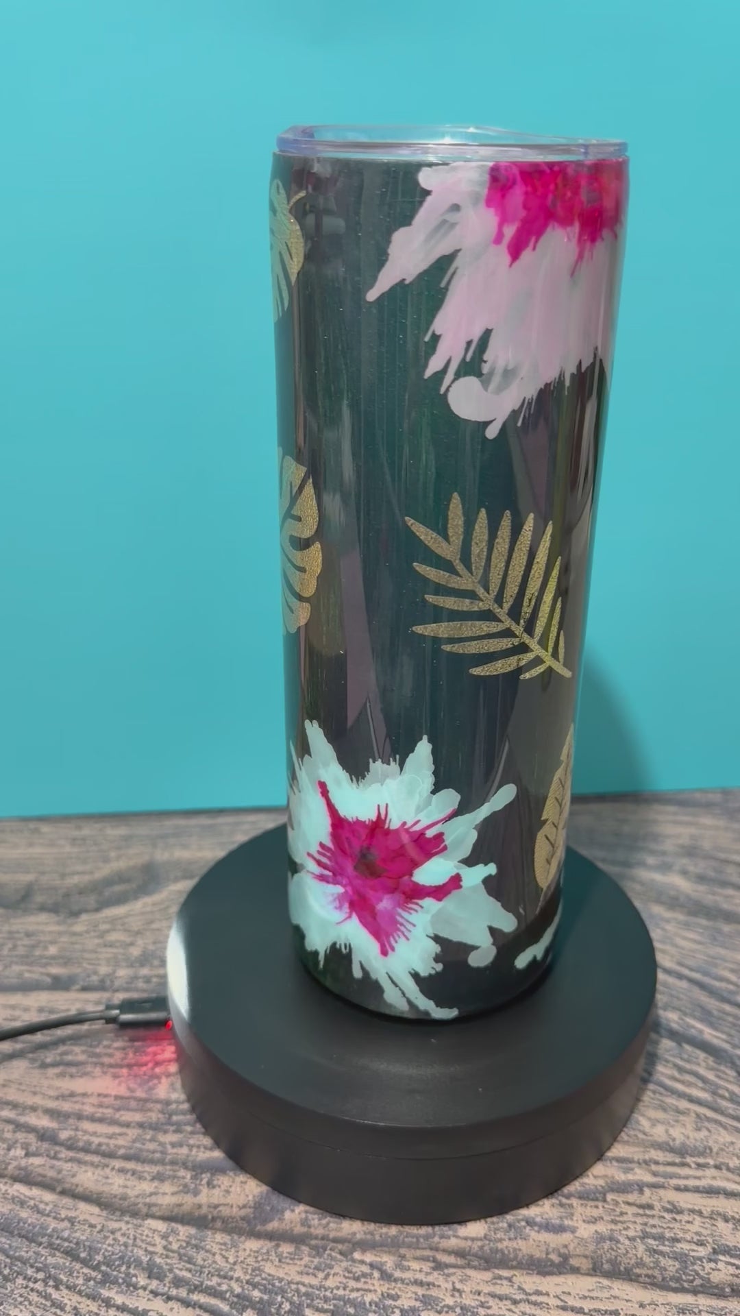 Tropical Paradise Tumbler - 20oz Monstera Leaf Black