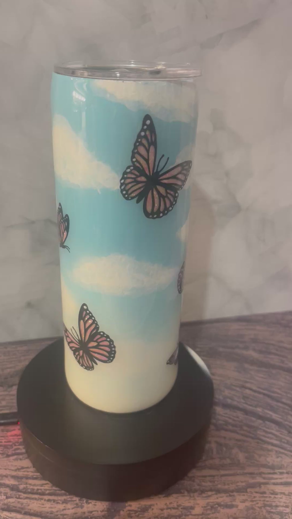 Peekaboo Butterfly Tumbler - 20oz with Glitter Accents