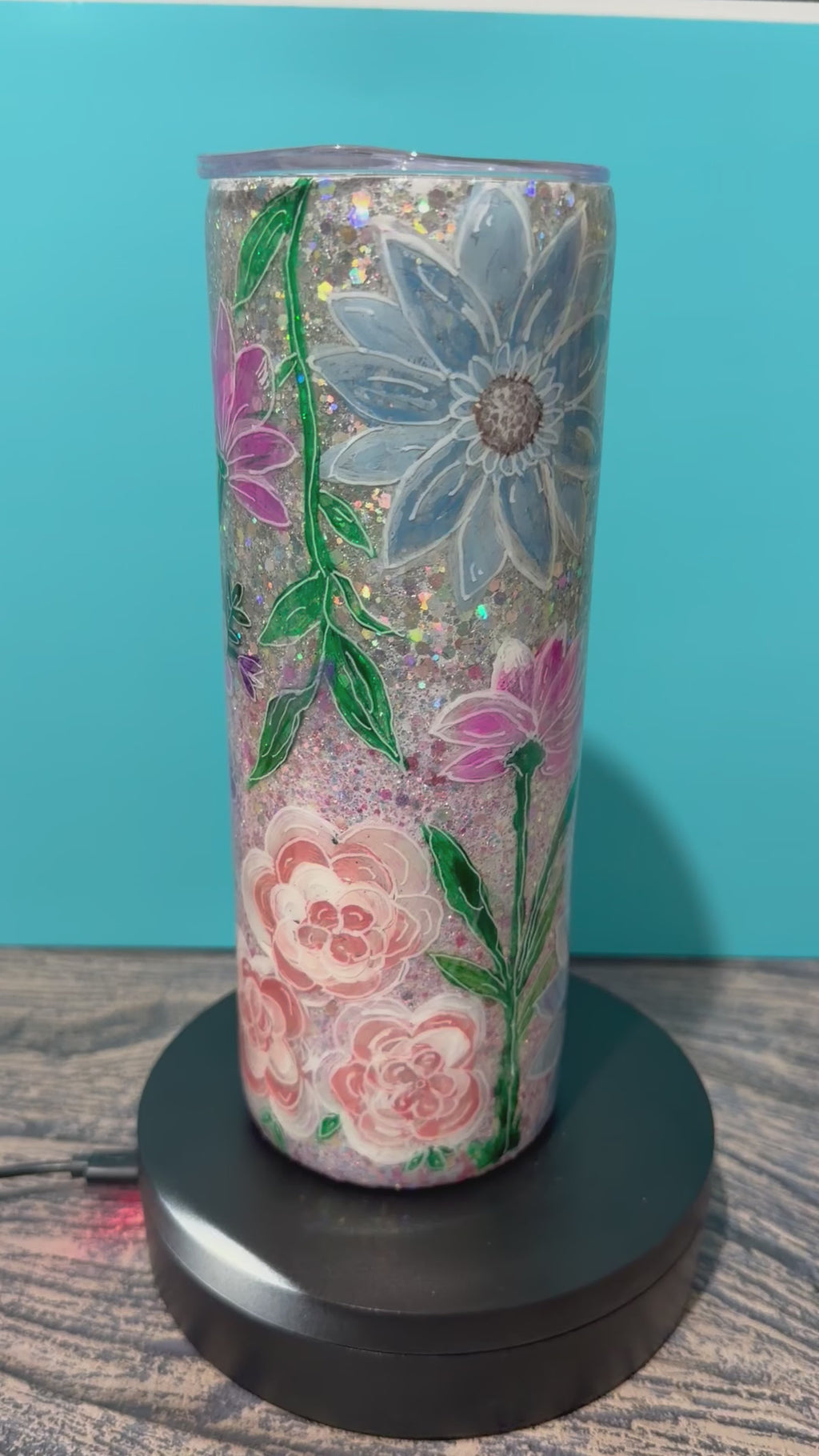 Enchanted Garden Tumbler - 20oz Floral Butterfly Glitter