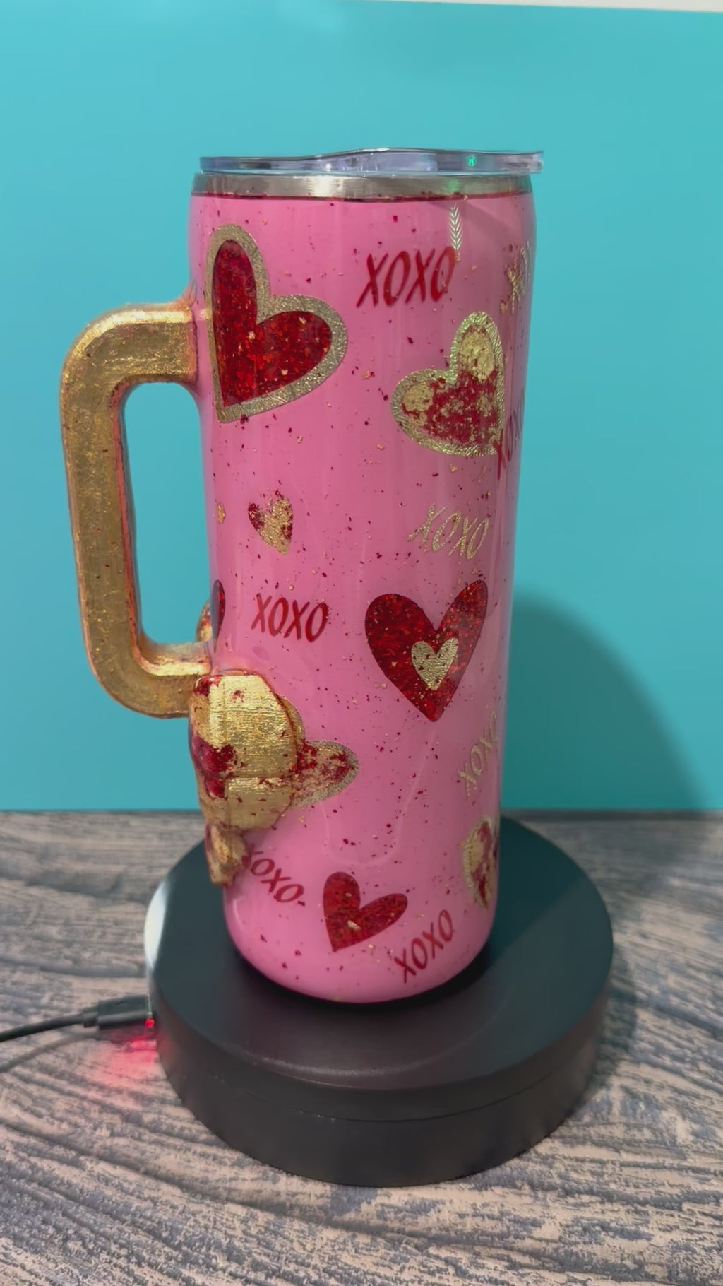 XOXO Valentine Hearts Tumbler - 20oz Pink Glitter